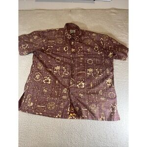 Ke Nui Hawaiian Shirt Men XXL USC Trojans Inside Out Print Red